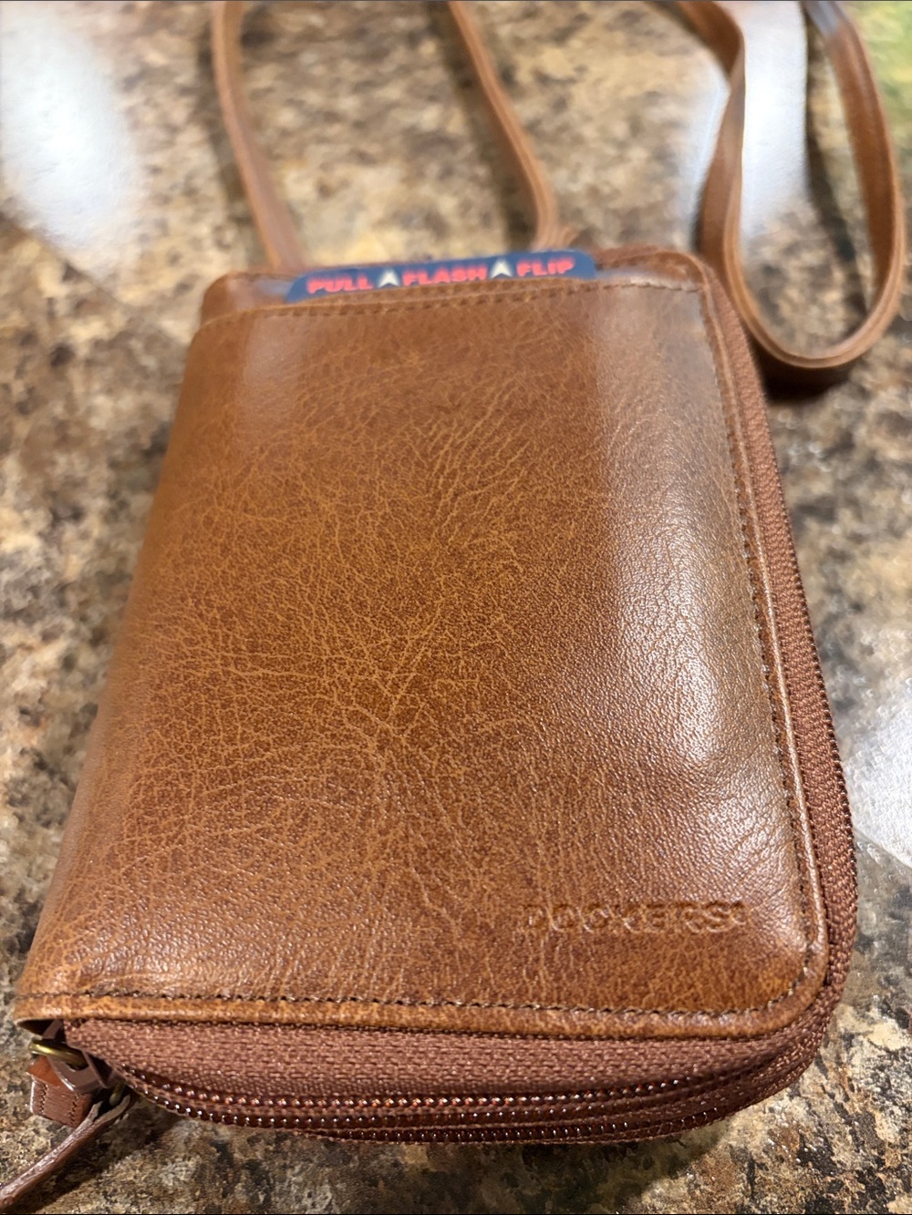 NWT Vintage 2002 Dockers Brown Leather Crossbody Wallet
